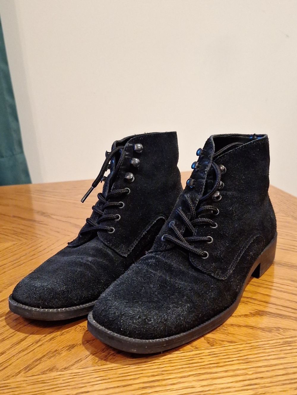 Black Suede Lace-Up Ankle Boots